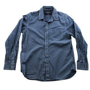 American Eagle Outfitters Mens Shirt Large Long Sleeve Blue Striped Button Up